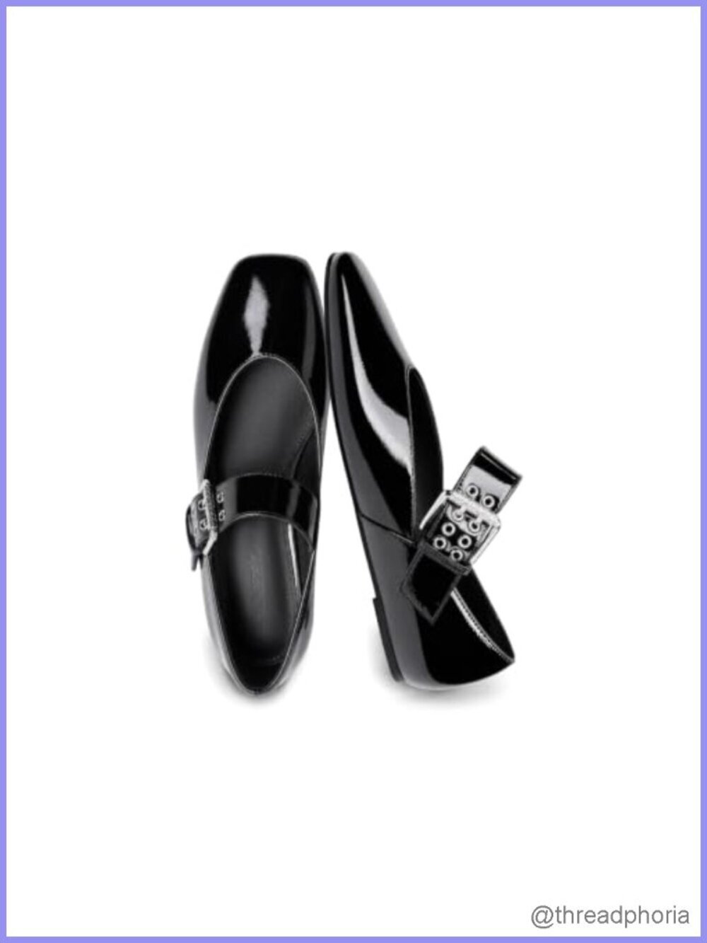 Square Toe Mary Jane Ballet Flats with Wide Strap Buckle, Memory Foam Insole,